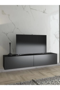 Toprak 150 Cm Duvara Monte Tv Ünitesi - Siyah / Siyah